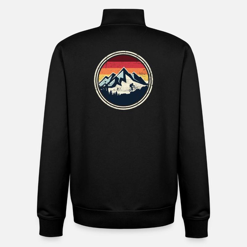 Retro Ridge Mountain Biker Silhouette - Unisex Organic Zip Sweatshirt von Stanley/Stella - Schwarz