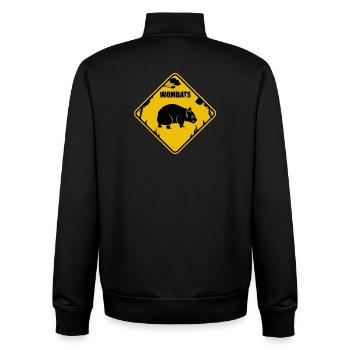 Wombat panneau de signalisation jaune - Sweat zippé unisexe en coton bio Stanley/Stella - noir - Dos - AI Model Male 185 light (185cm)