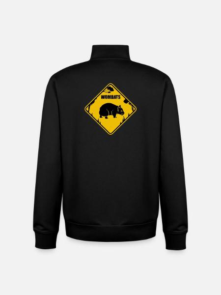 Wombat Yellow Road Sign - Unisex Organic Zip Sweatshirt by Stanley/Stella - black