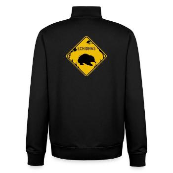 Echidna yellow road sign - Unisex Organic Zip Sweatshirt by Stanley/Stella - black - Back - AI Model Male 185 light (185cm)