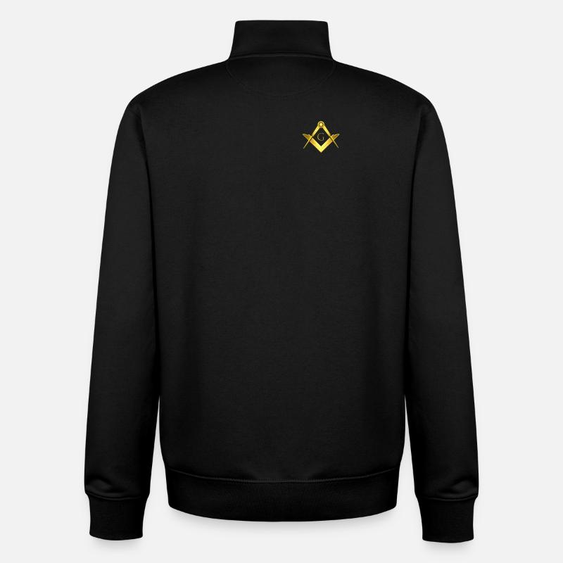 Franc-maçon Symbole Angle Boussole Or Franc-Maçonnerie - Sweat zippé unisexe en coton bio Stanley/Stella - noir