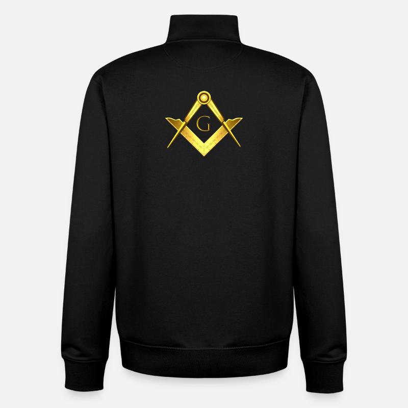 Franc-maçon Symbole Angle Boussole Or Franc-Maçonnerie - Sweat zippé unisexe en coton bio Stanley/Stella - noir