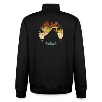 Bigfoot au coucher de soleil dans la jungle - Sweat zippé unisexe en coton bio Stanley/Stella - noir - Dos - AI Model Male 185 light (185cm)