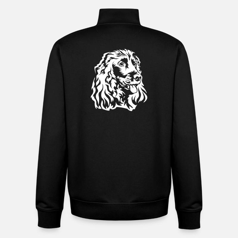 Cocker Spaniel Kopf "Black Edition" - Unisex Organic Zip Sweatshirt von Stanley/Stella - Schwarz