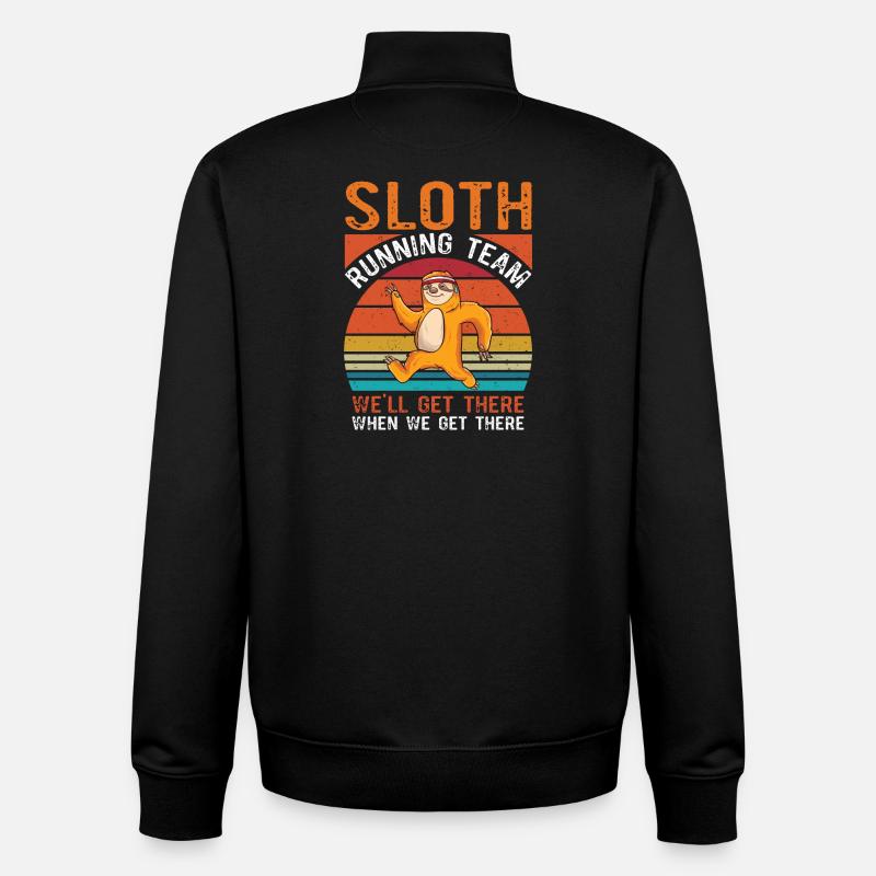 Sloth team running jogging - Unisex Organic Zip Sweatshirt by Stanley/Stella - black