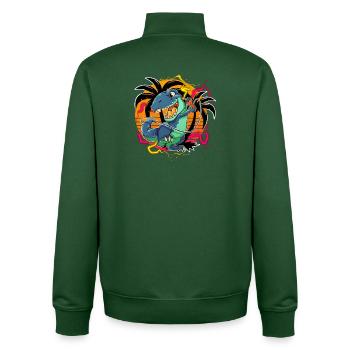 T Rex Gamer Gaming - Unisex Organic Zip Sweatshirt by Stanley/Stella - bottle green - Back - AI Model Male 185 dark (185cm)