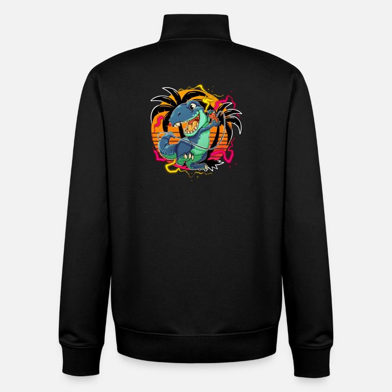 Jeu T Rex Gamer - Sweat zippé unisexe en coton bio Stanley/Stella - noir