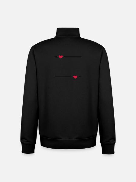 Line Heart Stroke Ornament - Unisex Organic Zip Sweatshirt by Stanley/Stella - black