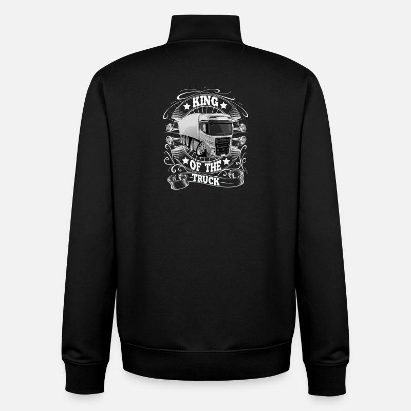 Chauffeur de camion King - Sweat zippé unisexe en coton bio Stanley/Stella - noir