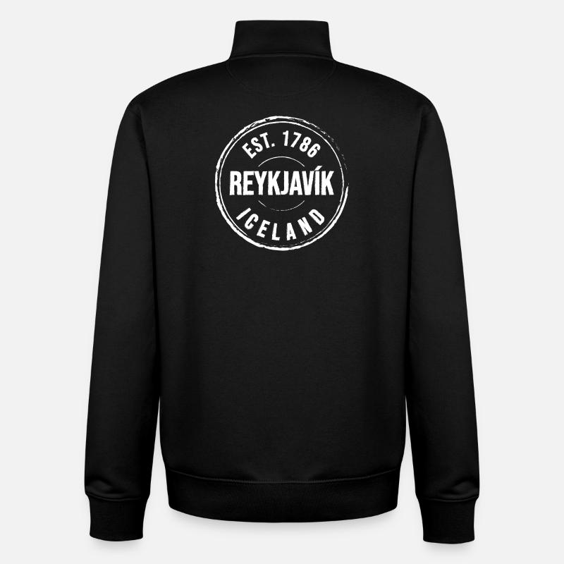 Sceau de Reykjavík d’époque 1786 - Sweat zippé unisexe en coton bio Stanley/Stella - noir