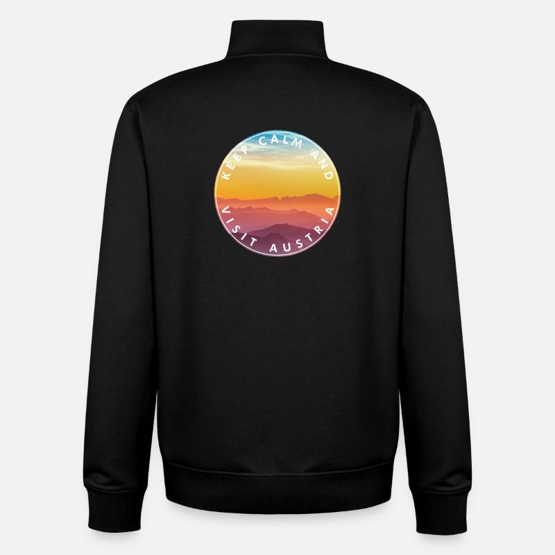 Keep Calm Visit Austria Kreis Badge - Unisex Organic Zip Sweatshirt von Stanley/Stella - Schwarz