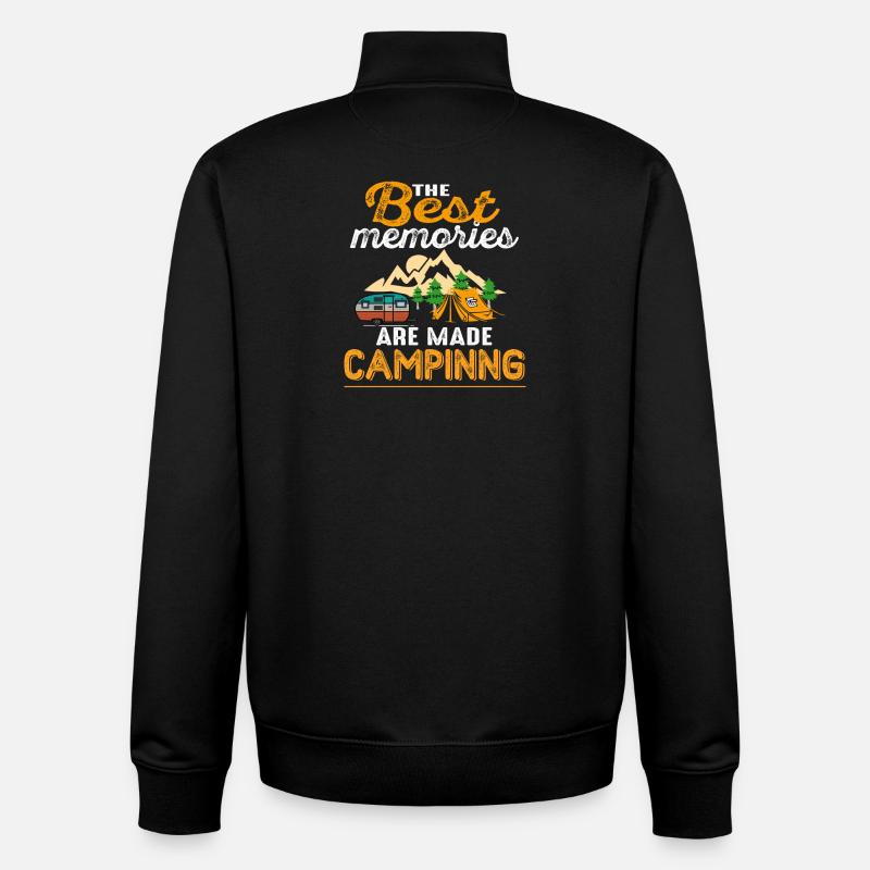 Camping - Sweat zippé unisexe en coton bio Stanley/Stella - noir