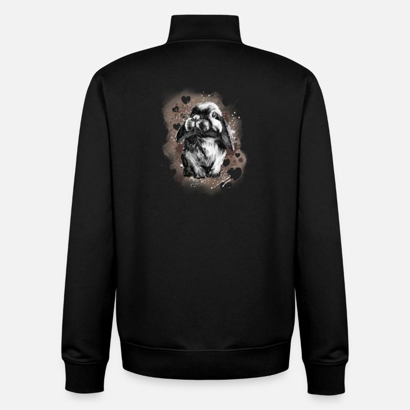 Lapin lapin - Sweat zippé unisexe en coton bio Stanley/Stella - noir