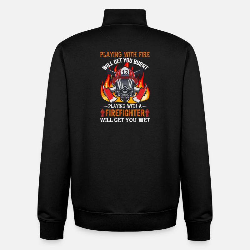 Pompier - Sweat zippé unisexe en coton bio Stanley/Stella - noir