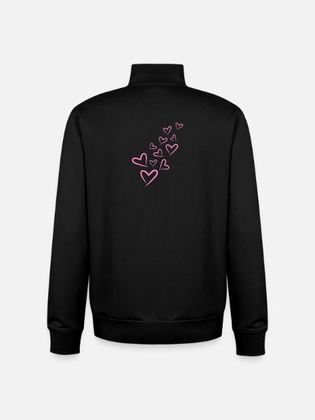 Heart Heart Pattern Pink - Unisex Organic Zip Sweatshirt by Stanley/Stella - black