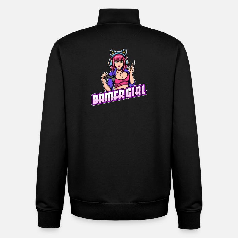 Gamer Queen Headset Controller Zocker - Unisex Organic Zip Sweatshirt by Stanley/Stella - black