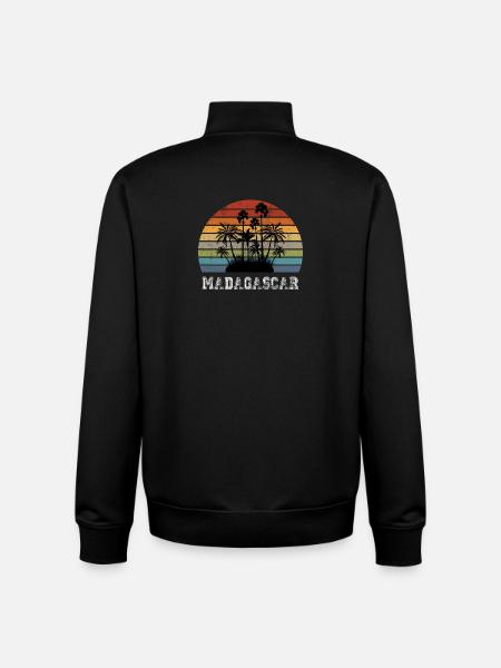 Palmiers Madagascar Vintage Design / Cadeau - Sweat zippé unisexe en coton bio Stanley/Stella - noir