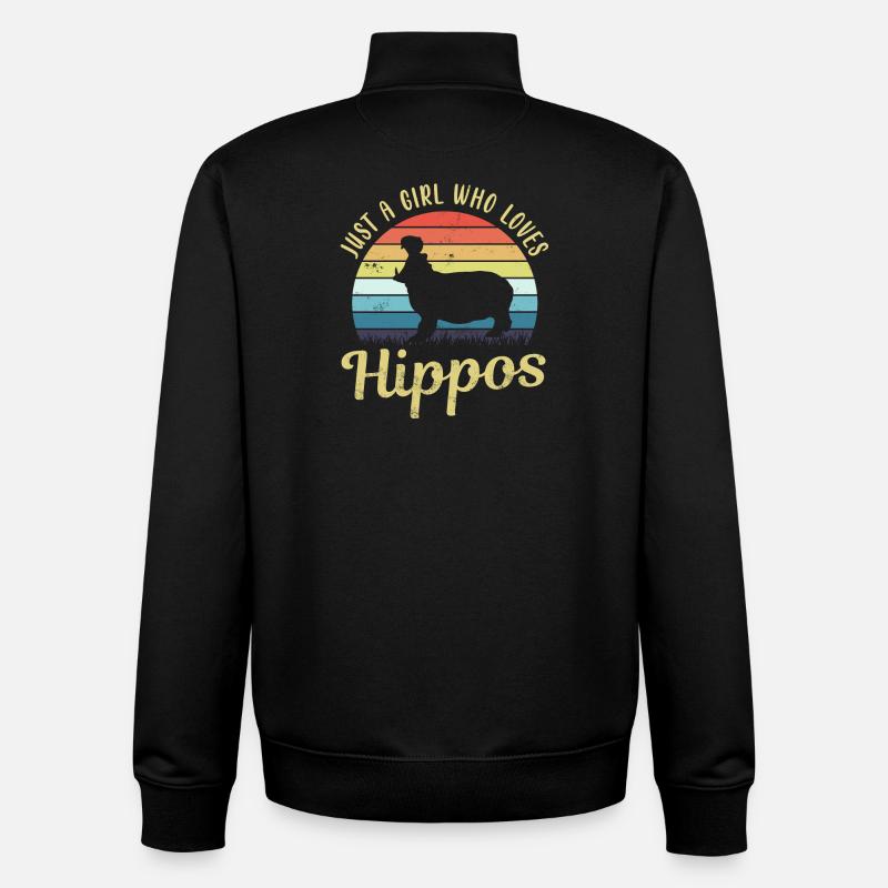 Nilpferd Flusspferd Hippo - Unisex Organic Zip Sweatshirt by Stanley/Stella - black