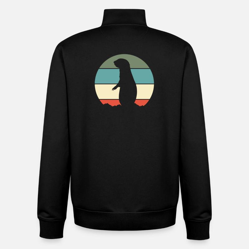 Prairies retro - Sweat zippé unisexe en coton bio Stanley/Stella - noir