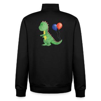 Kleiner Dino mit Luftballons - Unisex Organic Zip Sweatshirt von Stanley/Stella - Schwarz - Hinten - AI Model Male 185 light (185cm)