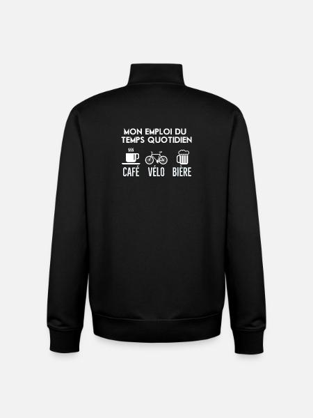 Café Vélo Bière 2 - Sweat zippé unisexe en coton bio Stanley/Stella - noir