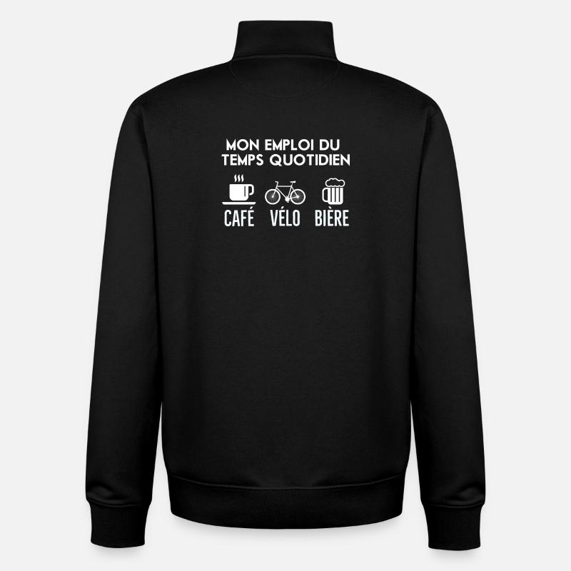 Café Vélo Bière 2 - Sweat zippé unisexe en coton bio Stanley/Stella - noir
