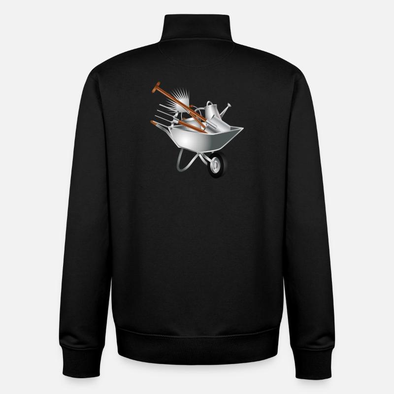 divers outils de jardinage dans une brouette - Sweat zippé unisexe en coton bio Stanley/Stella - noir