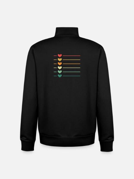 Line Heart Retro - Unisex Organic Zip Sweatshirt by Stanley/Stella - black