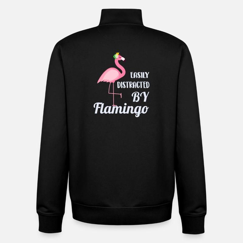 Flamingo - Sweat zippé unisexe en coton bio Stanley/Stella - noir