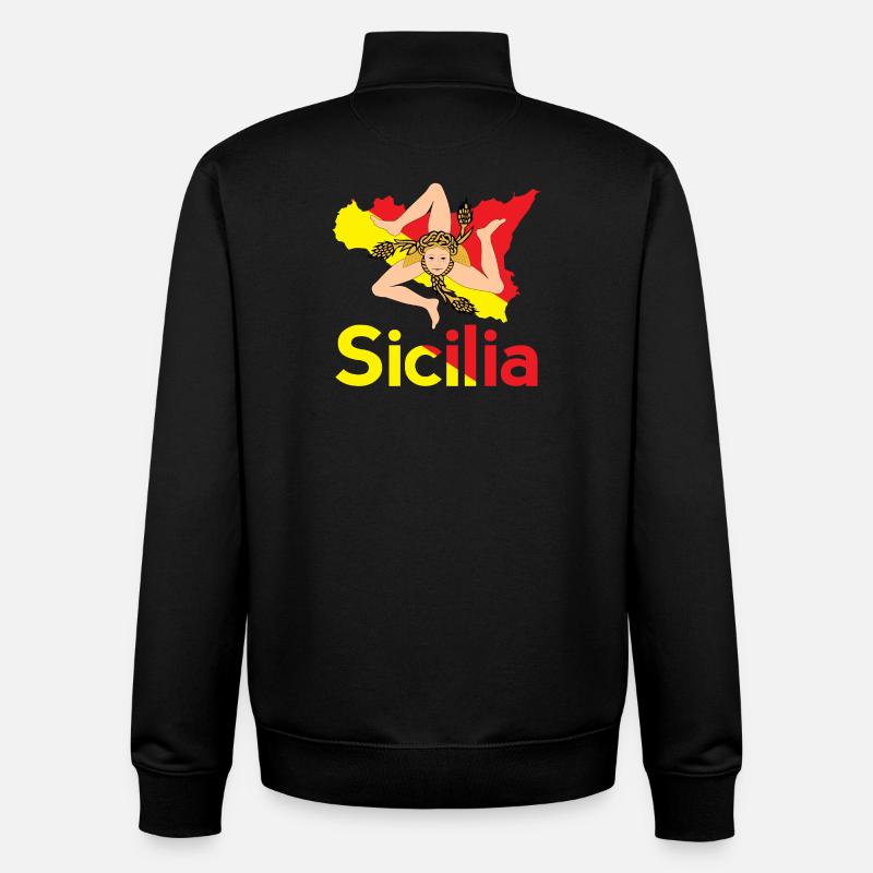 Trinacria Sicile Sicile Sicile idée cadeau - Sweat zippé unisexe en coton bio Stanley/Stella - noir