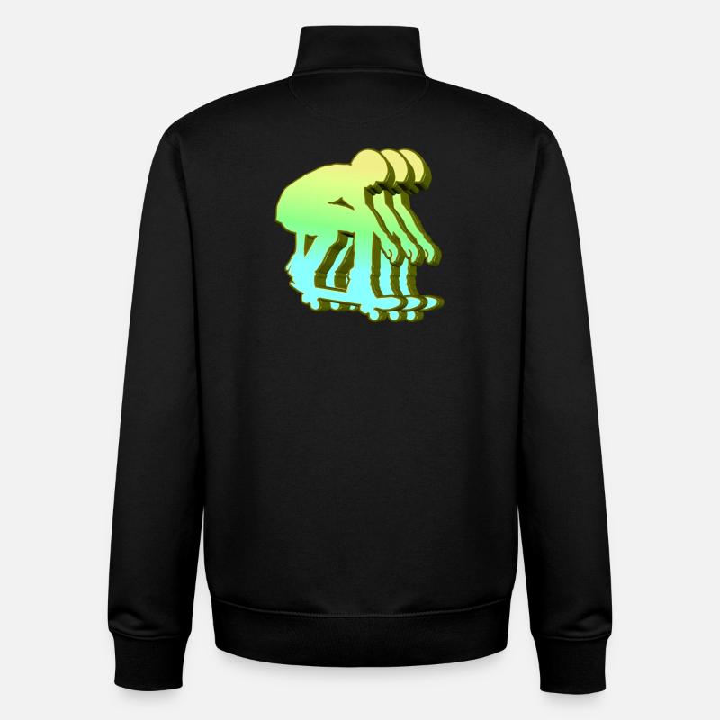 Skateboarder 3D - Sweat zippé unisexe en coton bio Stanley/Stella - noir