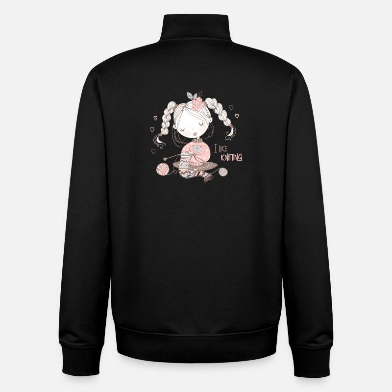 Tricoteuse « I like kntting » - Sweat zippé unisexe en coton bio Stanley/Stella - noir
