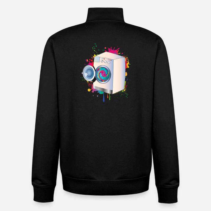Waschmaschine im Graffiti Stil mit Buntwäsche - Unisex Organic Zip Sweatshirt von Stanley/Stella - Schwarz