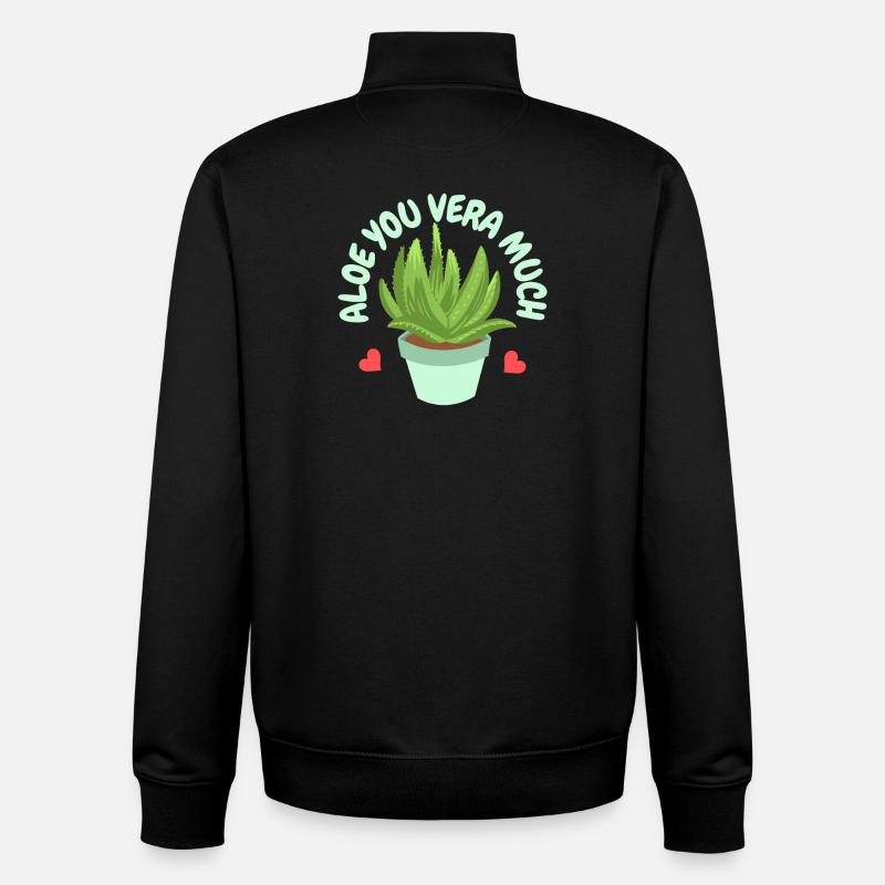 Aloe Vera Succkulente - Sweat zippé unisexe en coton bio Stanley/Stella - noir