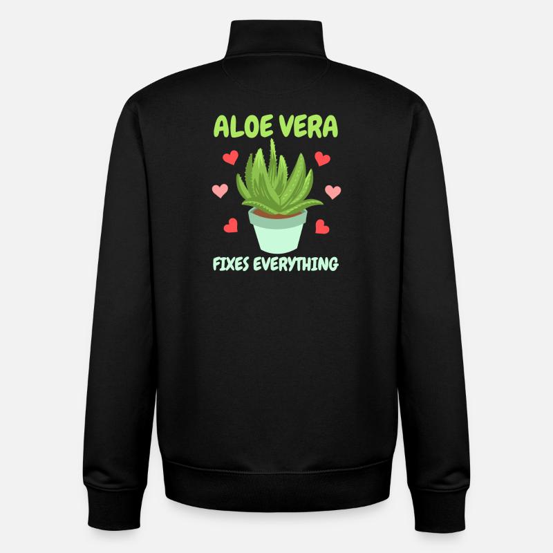 Aloe Vera Succkulente - Sweat zippé unisexe en coton bio Stanley/Stella - noir