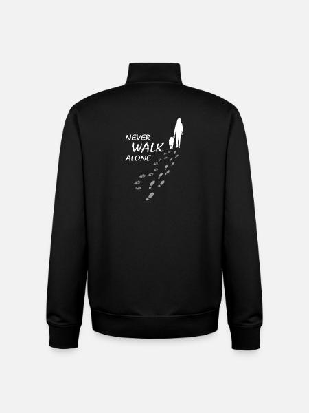 Hund - NEVER WALK ALONE, Gassi - Unisex Organic Zip Sweatshirt von Stanley/Stella - Schwarz