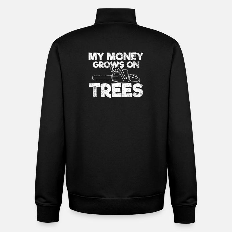 Arbres Arboriste Tronçonneuse - Sweat zippé unisexe en coton bio Stanley/Stella - noir