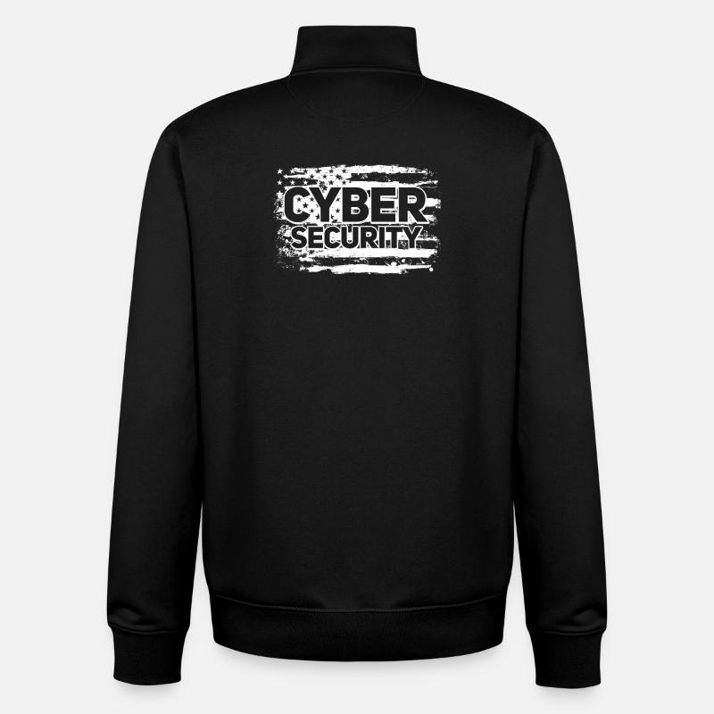Cybersécurité USA Flag IT Computer - Sweat zippé unisexe en coton bio Stanley/Stella - noir
