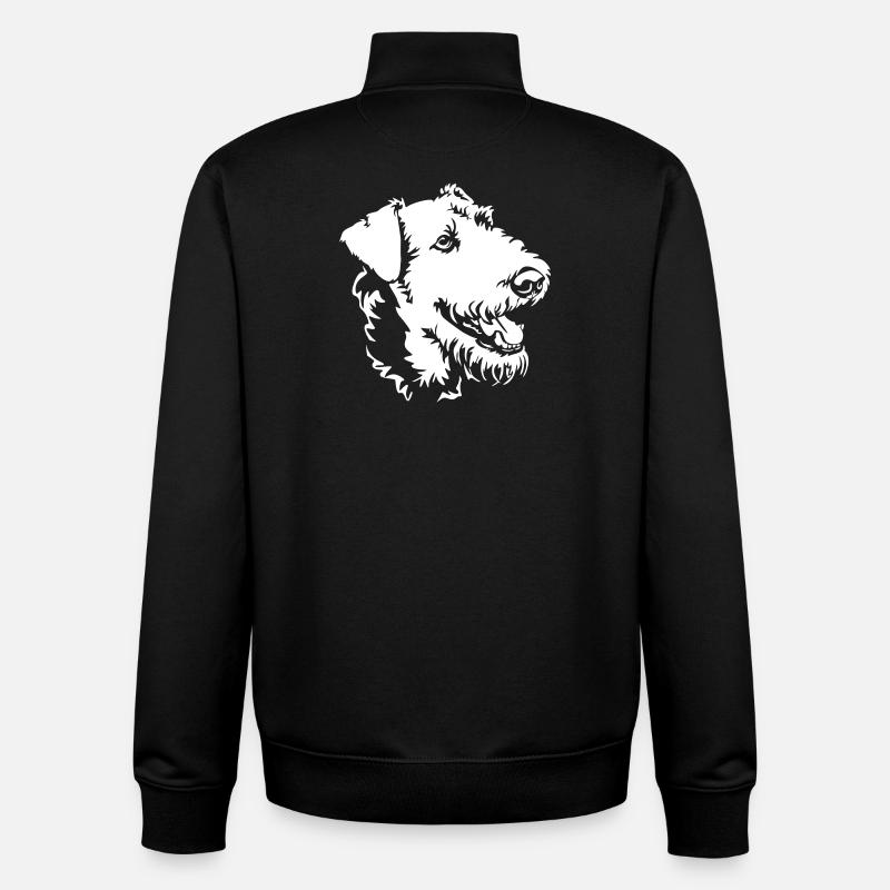 Airedale Terrier Head "Black Edition" - Unisex Organic Zip Sweatshirt by Stanley/Stella - black