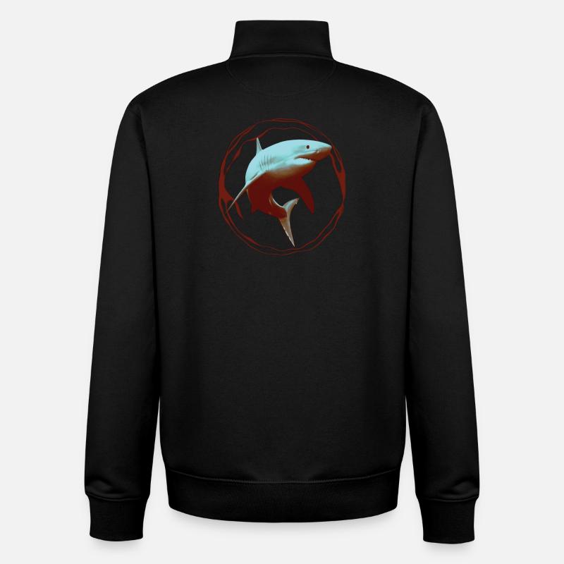 Grand Requin Blanc - Sweat zippé unisexe en coton bio Stanley/Stella - noir