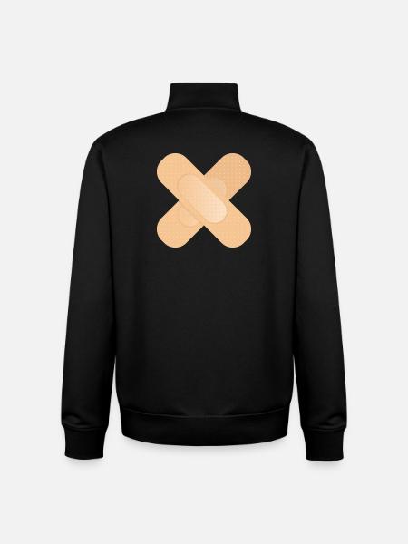 gekruiste plakpleister als ontwerpelement - Unisex sweater met rits van biologisch katoen Stanley/Stella - zwart