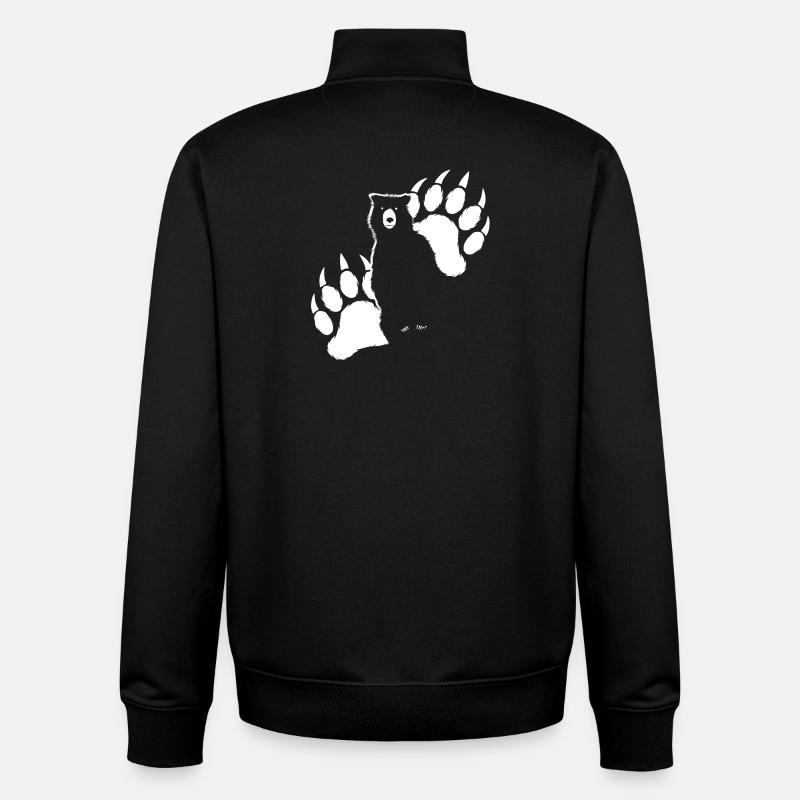 Ours Grizzli - Sweat zippé unisexe en coton bio Stanley/Stella - noir
