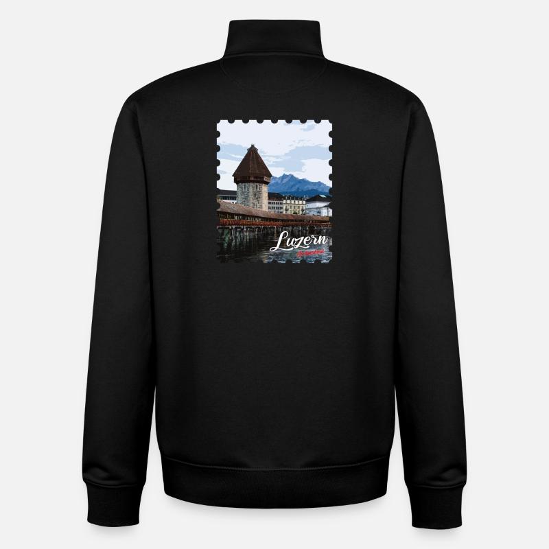 Lucerne Chapel Bridge Panorama - Unisex Organic Zip Sweatshirt by Stanley/Stella - black