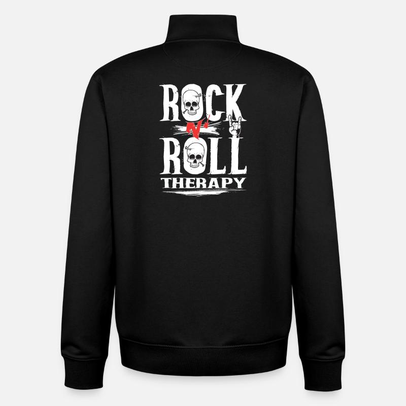 Rock n Roll therapy - Sweat zippé unisexe en coton bio Stanley/Stella - noir