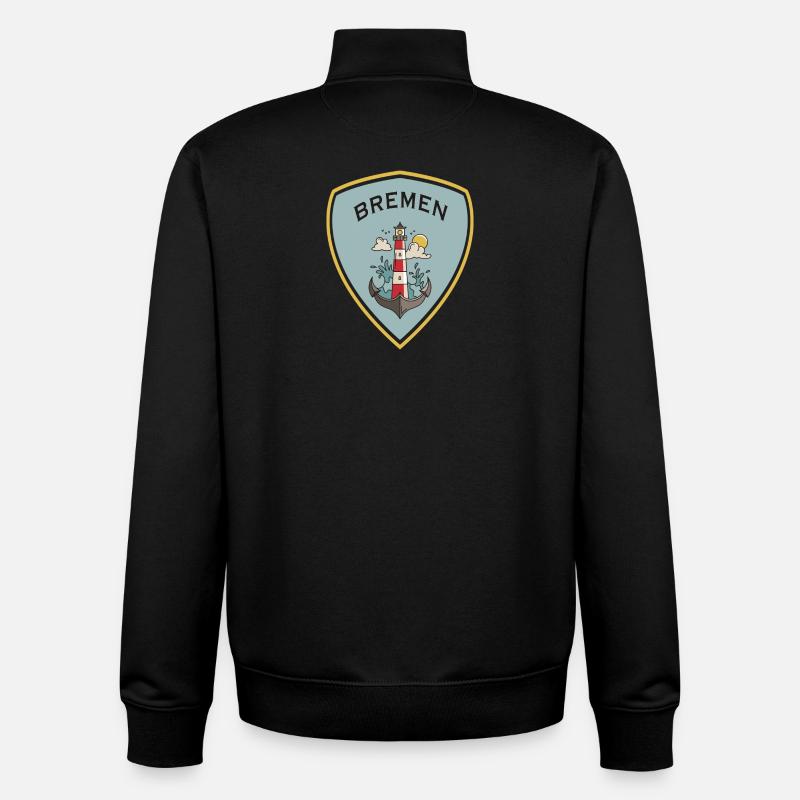 Bremen Lighthouse Crest Design - Unisex Organic Zip Sweatshirt by Stanley/Stella - black