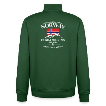 Outdoor Experience Norway Fjord Mountain - Unisex Organic Zip Sweatshirt von Stanley/Stella - Flaschengrün - Hinten - AI Model Male 185 dark (185cm)