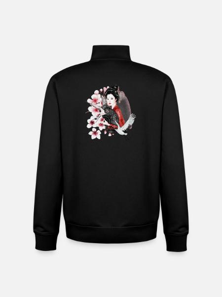 Geisha Sakura Japanese Motif - Unisex Organic Zip Sweatshirt by Stanley/Stella - black
