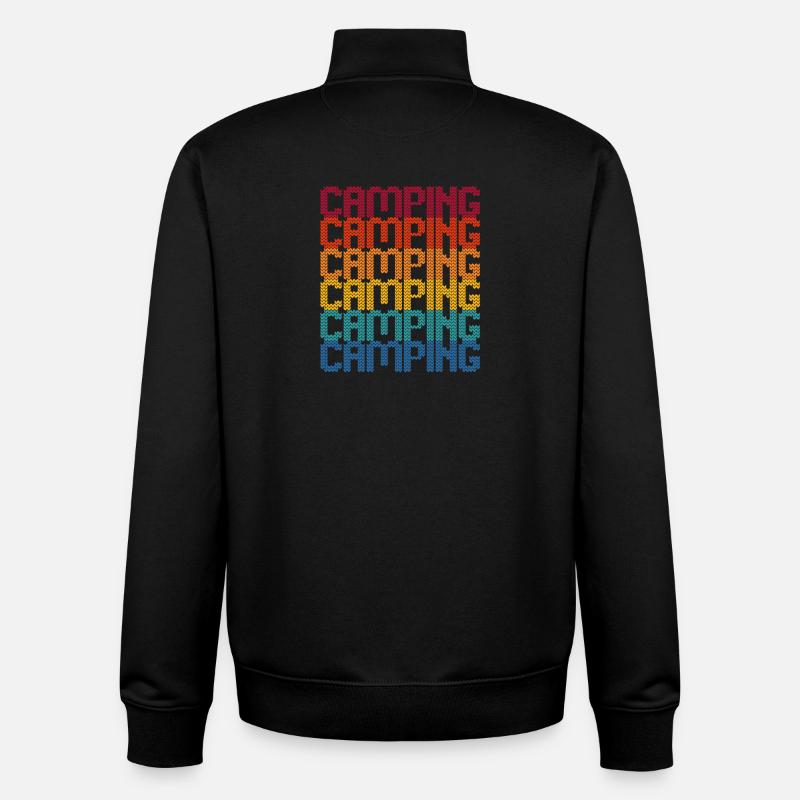 Police de bloc arc-en-ciel de camping - Sweat zippé unisexe en coton bio Stanley/Stella - noir