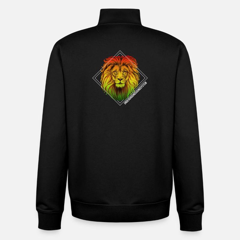 Rainbow Lion Diamond Pattern - Unisex Organic Zip Sweatshirt by Stanley/Stella - black