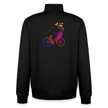Vélo de femme, papillons de vélo - Sweat zippé unisexe en coton bio Stanley/Stella - noir - Dos - AI Model Male 185 light (185cm)
